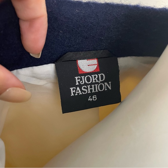 FJORD FASHION Norwegian Pure Wool Cream & Blue Vintage Jacket - Picture 8 of 9